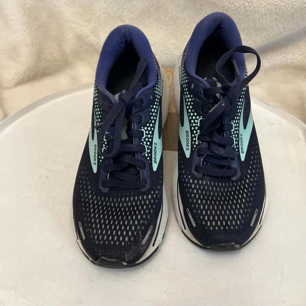 Brooks Ghost 14 Women Running Shoes Black Blue Cushion Neutral sz 6